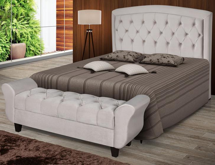 Conjunto Quarto Recamier Cab. Milao Estof Casal Paiva 140 cm Menor preço em Conjunto Quarto Recamier Cab. Milao Estof Casal Paiva 140 cm