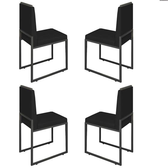 Imagem de Conjunto Quatro Cadeiras Sala Jantar BARCELONA Preto/Veludo