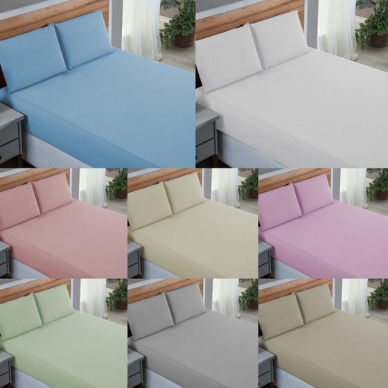 Imagem de Conjunto Queen 3 Peças 200 Fios Jogo de Lençol Algodão com Elástico Roupa de Cama Box