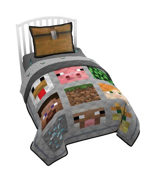 Imagem de Conjunto Quilt & Sham Jay Franco Minecraft Twin com Creeper, Steve