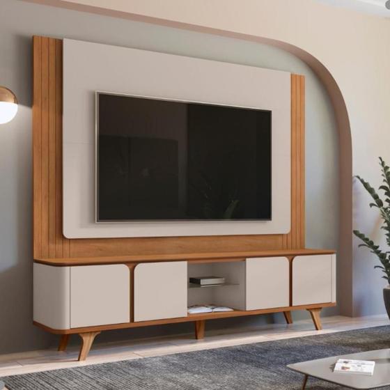 Imagem de Conjunto Rack e Painel para TVs de 60" Burke Cedro Off White