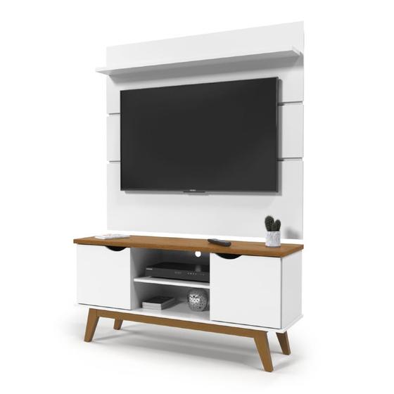 Imagem de Conjunto Rack e Painel Prism para Tv de até 46" Branco Cumaru Patrimar 