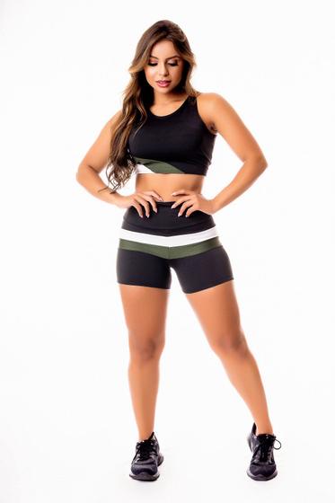 Imagem de Conjunto Racy Fitness Feminino Short  com Detalhe Cintura Alta e Cropped Regata REF:CSV28