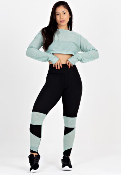 Imagem de Conjunto Racy Metamorfose Cropped Em Tela + Calça Legging Com Detalhe Verde  MTF26