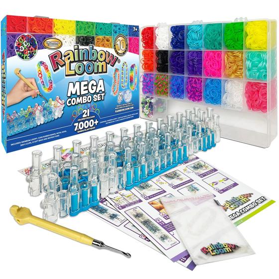Imagem de Conjunto Rainbow Loom MEGA com 7000+ Elásticos - Para Crianças Acima de 7 Anos