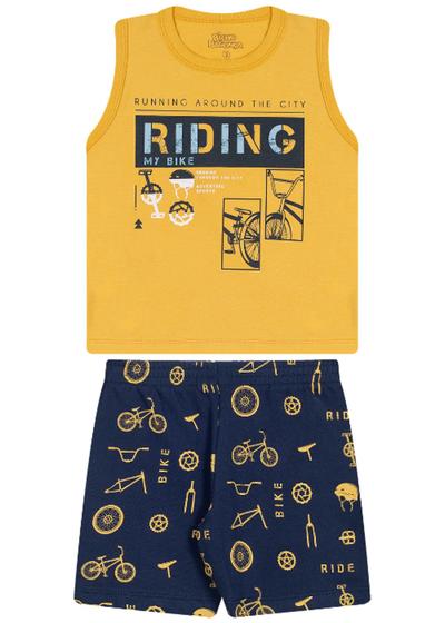 Imagem de Conjunto regata masculino meia malha e moletinho estampado bike