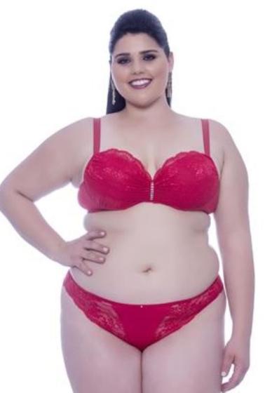 Imagem de Conjunto Renda Vermelho Plus Size Tam 52 (1062)