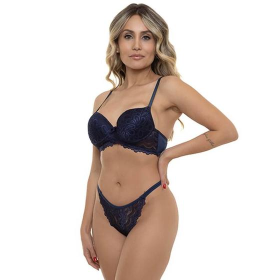 Imagem de Conjunto Rendado Marinho Sepie 24230 String