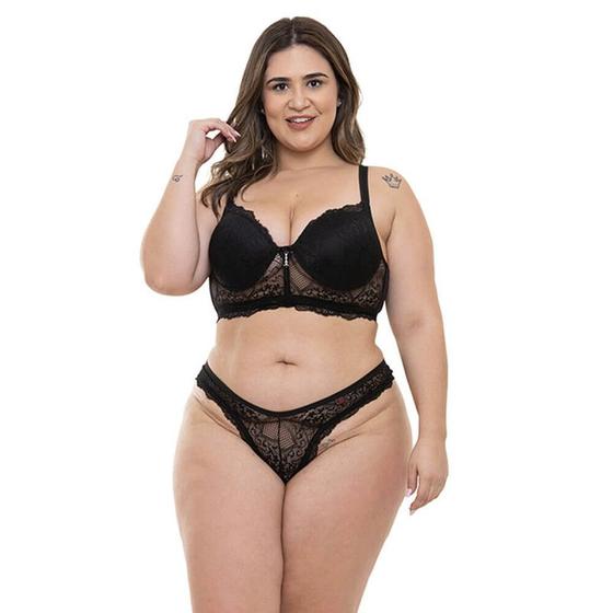 Imagem de Conjunto Rendado Preto Sepie 14314 Plus Size