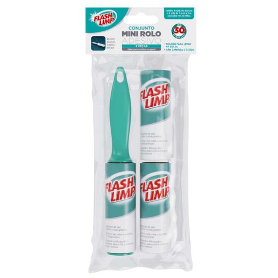 Conjunto Rolo Adesivo Mini Tira Pelos Papa Bolinhas + 2 Refis Flash Limp - Flashlimp Menor preço em Conjunto Rolo Adesivo Mini Tira Pelos Papa Bolinhas + 2 Refis Flash Limp - Flashlimp