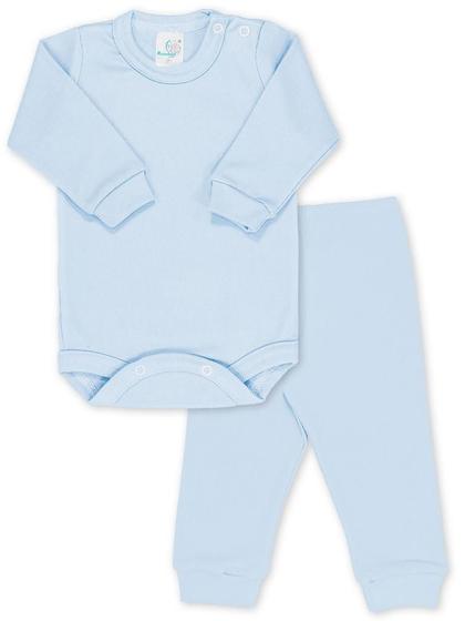 Conjunto RoseBud Body e Calça Malha Canelada Azul Menor preço em Conjunto RoseBud Body e Calça Malha Canelada Azul