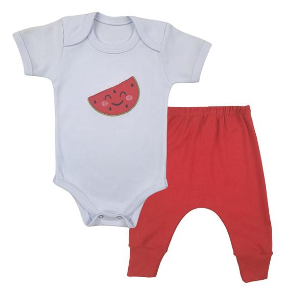 Imagem de Conjunto Roupa Bebê Menina Body Fruta Melancia e Calça Mijão Culote Temático Infantil