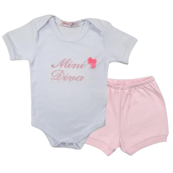 Imagem de Conjunto Roupa Bebê Menina Body Mini Diva e Short Tapa Fralda - Moda Blogueirinha