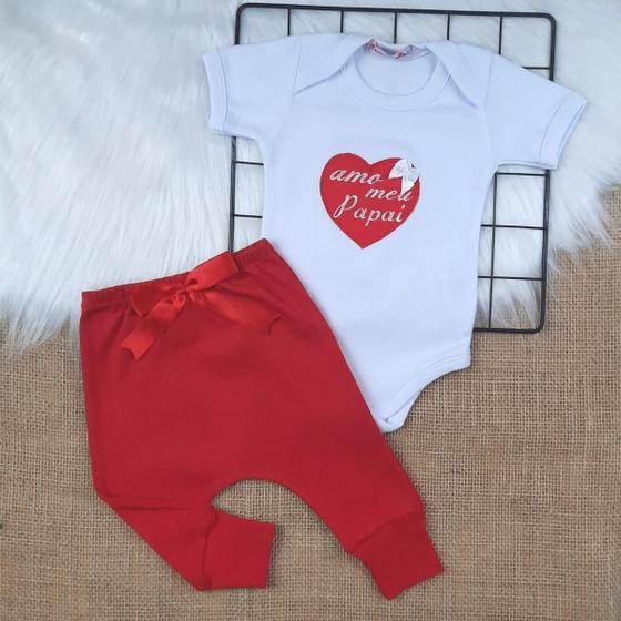 Imagem de Conjunto Roupa Bebê Menino Menina Body Frase Para o Papai + Mijão