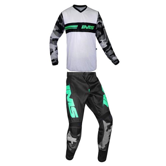 Imagem de Conjunto Roupa Ims Loretta Camuflada Cinza Trilha Motocross