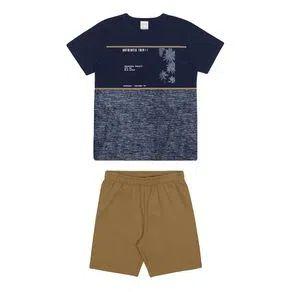 Imagem de Conjunto Roupa Infantil Masculina Camiseta Manga Curta Com Bermuda Alakazoo Action Macio