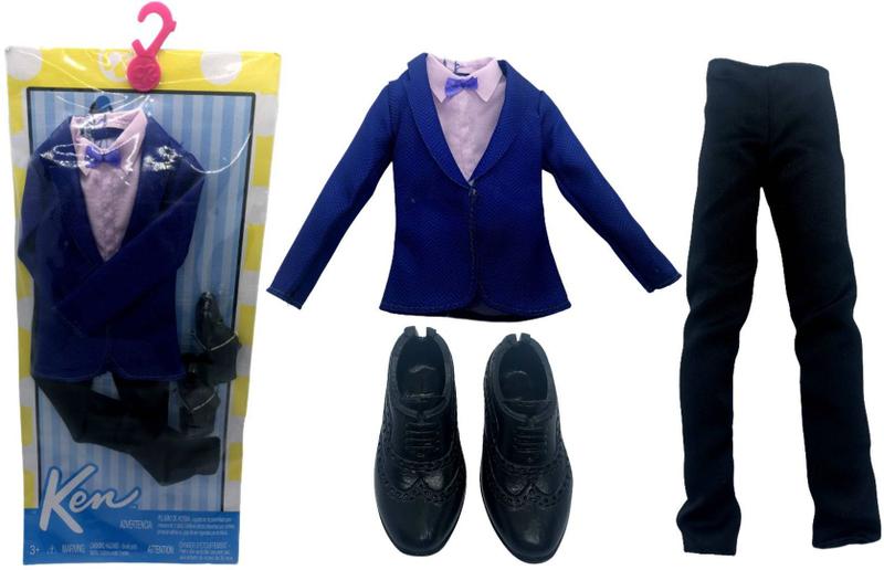 Imagem de Conjunto Roupinha De Gala Smoking Terno Azul Para Boneco Ken Fashionista Namorado Barbie - Mattel