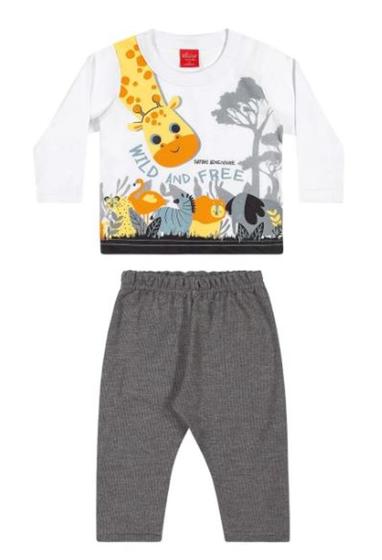 Imagem de Conjunto Safari Infantil Menino Meia Estação Blusa Manga Longa e Calça Moletom - Elian