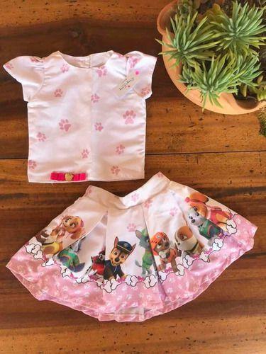 Imagem de Conjunto Saia E Blusa Infantil Patrulha Canina Rosa Cachorro