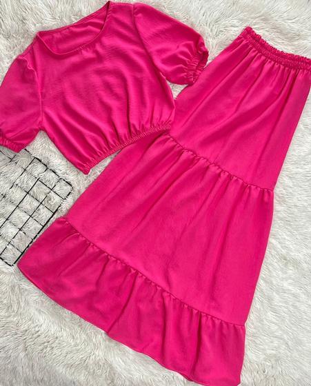 Imagem de Conjunto saia três maria e blusa rosa tamanho P/M