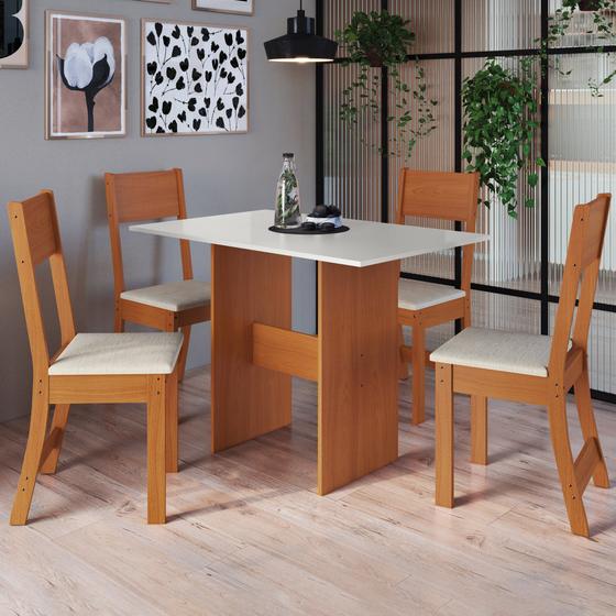 Conjunto Sala de Jantar 1 Mesa 4 Cadeiras Viena Indekes Menor preço em Conjunto Sala de Jantar 1 Mesa 4 Cadeiras Viena Indekes