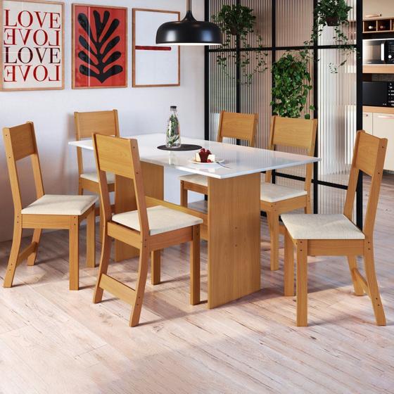 Conjunto Sala de Jantar 1 Mesa Tampo MDP Retangular 6 Cadeiras Viena Menor preço em Conjunto Sala de Jantar 1 Mesa Tampo MDP Retangular 6 Cadeiras Viena