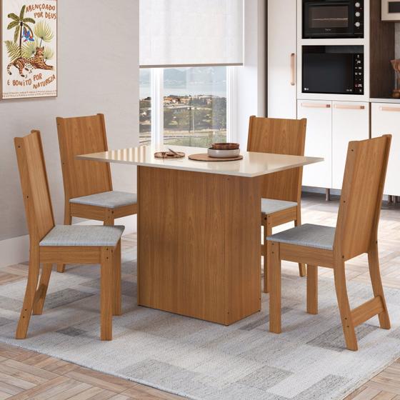 Imagem de Conjunto Sala de Jantar 1 Mesa Tampo MDP Retangular com 4 Cadeiras Dalila Yescasa