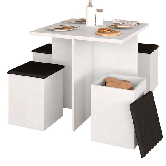 Imagem de Conjunto Sala De Jantar 4 Banquetas Berlim Branco/ Preto