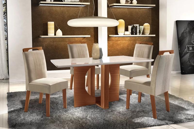 Imagem de Conjunto Sala de Jantar 4 Cadeiras Firenze Chanfro Premium Espresso Móveis
