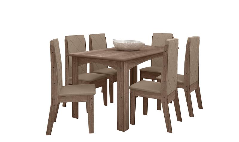 Imagem de Conjunto Sala de Jantar 6 Cadeiras com Mesa 1,56m Austria Amêndoa