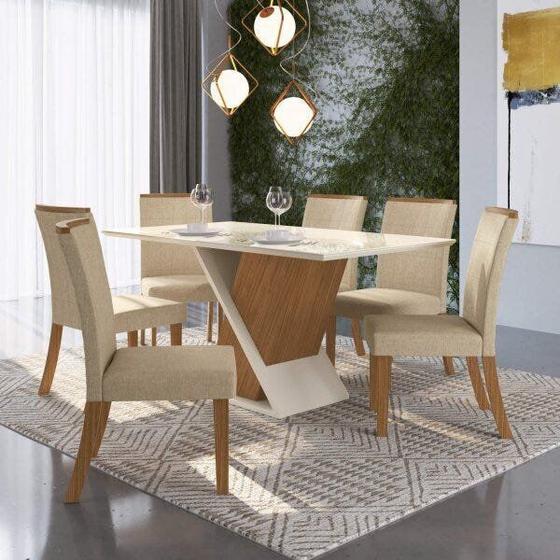 Conjunto Sala de Jantar 6 Cadeiras Kate Siena Moveis