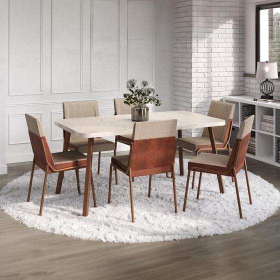 Imagem de Conjunto Sala de Jantar 6 Cadeiras San Paolo Carraro Petra e Rosê