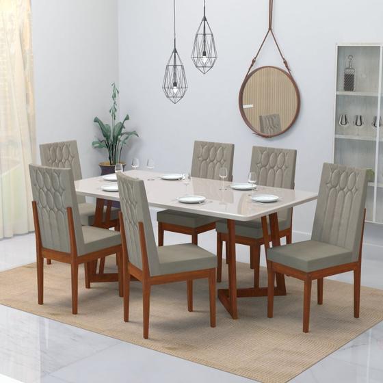 Imagem de Conjunto Sala De Jantar 6 Lugares Madeira Eucalipto Safira