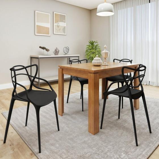 Imagem de Conjunto Sala de Jantar Athenas com 4 Cadeiras Allegra Espresso Móveis