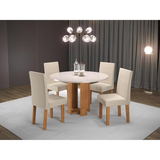 Imagem de Conjunto Sala de jantar Chiara Mesa Redonda com 4 Cadeiras Vênus