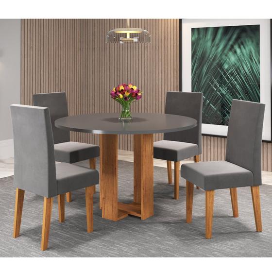 Imagem de Conjunto Sala de Jantar Chiara Mesa Redonda com 4 Cadeiras Vênus