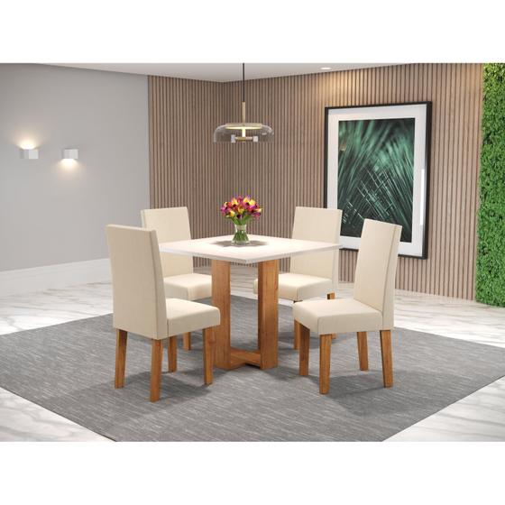 Imagem de Conjunto Sala de Jantar Chiara Quadrada com 4 Cadeiras Vênus