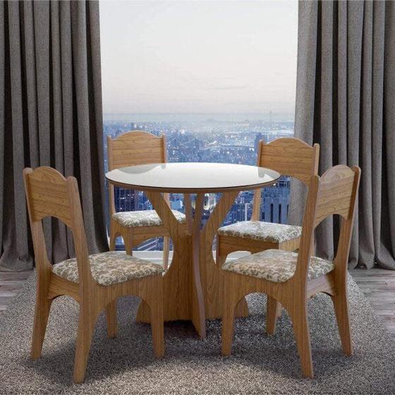 Imagem de Conjunto Sala de Jantar com Mesa Redonda e 4 Cadeiras Verônica