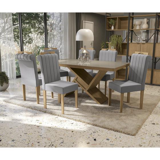 Imagem de Conjunto Sala de Jantar Didal com 6 Cadeiras Freijo/Bronze/Titanio