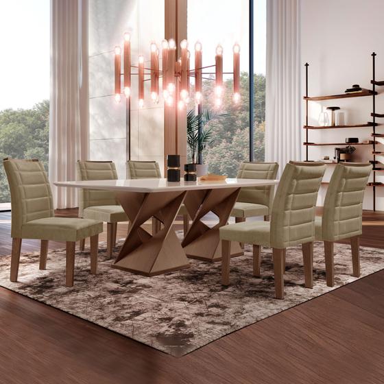 Imagem de Conjunto Sala De Jantar Genova Tampo Vidro/MDF com 6 Cadeiras Genova Smart Plus