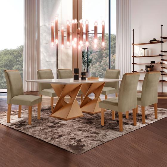 Imagem de Conjunto Sala De Jantar Genova Tampo Vidro/MDF com 6 Cadeiras Luísa Smart Plus