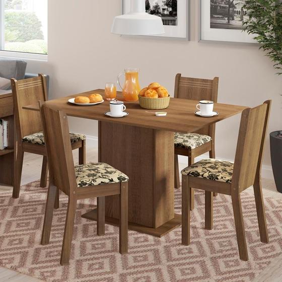 Imagem de Conjunto Sala de Jantar Lexy Madesa Mesa Tampo de Madeira com 4 Cadeiras
