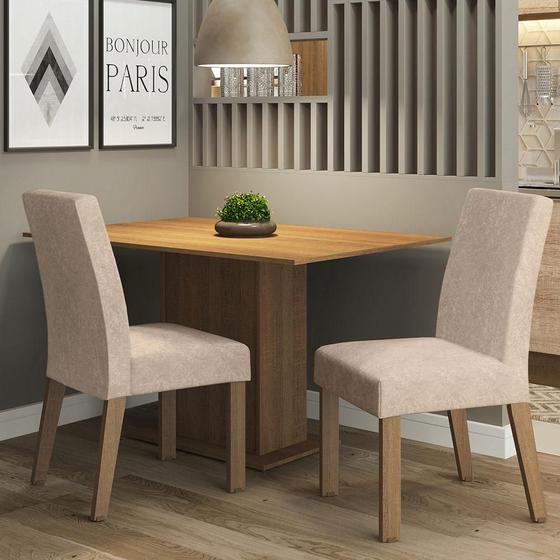 Imagem de Conjunto Sala de Jantar Madesa Manu Mesa Tampo de Madeira com 2 Cadeiras - Rustic/Imperial