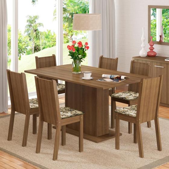 Imagem de Conjunto Sala de Jantar Madesa Megan Mesa Tampo de Madeira com 6 Cadeiras