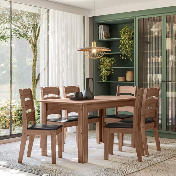 Imagem de Conjunto sala de jantar mali 1,56 com 6 cadeiras amend 11c