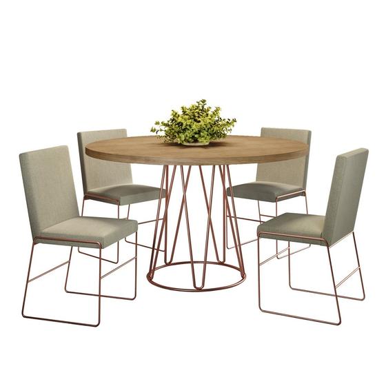 Imagem de Conjunto Sala de Jantar Mesa 110cm Mdf Bp com 4 Cadeiras Dubai Mais Decor