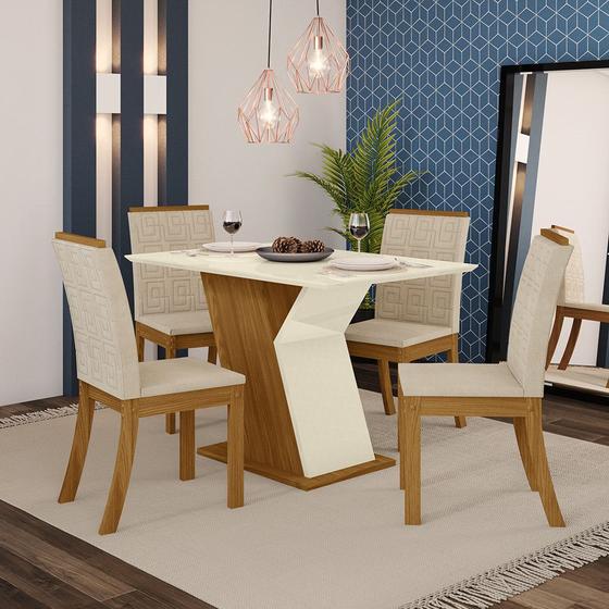 Imagem de Conjunto Sala de Jantar Mesa 120 Cm Tampo MDF 4 Cadeiras Kesha Casa 812