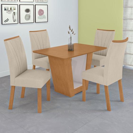 Imagem de Conjunto Sala de Jantar Mesa 120cm Tampo Mdf no Glass 4 Cadeiras Apogeu