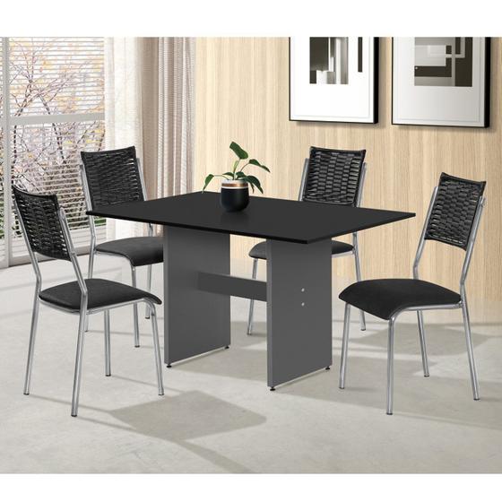 Imagem de Conjunto Sala de Jantar Mesa 120x80cm com 4 Cadeiras Donna Aço Nobre Móveis