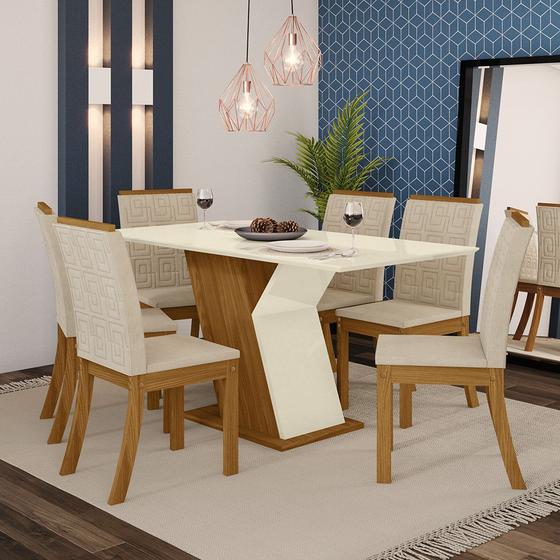 Imagem de Conjunto Sala de Jantar Mesa 160 Cm Tampo MDF 6 Cadeiras Kesha Casa 812